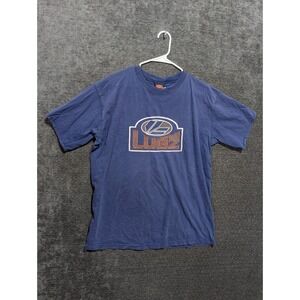 Vintage Lugz Graphic T-Shirt Mens Large Blue Short Sleeve Embroidered Logo 90s